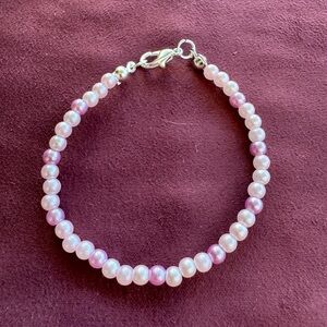 Pink and White Beaded Bracelet
